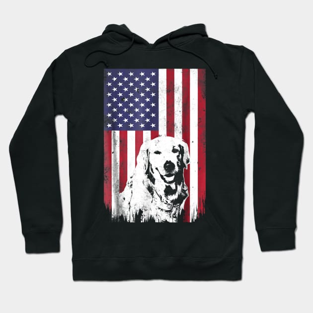 4th Of July Golden Retriever American Flag T Shirt Patriotic Hoodie by Haley Tokey